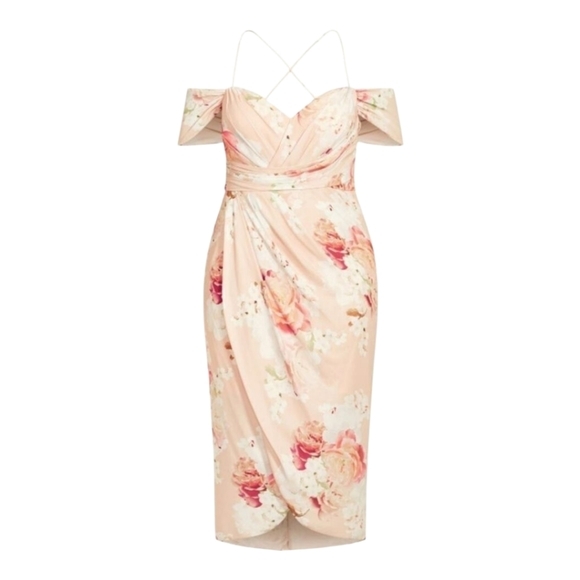 City Chic Powder‎ Floral mauve Maxi Dres plus size XL 22 new!! - Picture 3 of 13